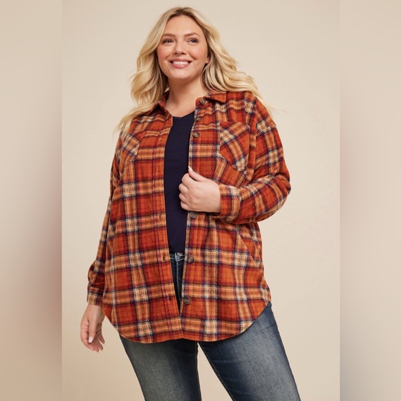 Maurices Tops - Maurices Vibrant Orange Plaid Shirt